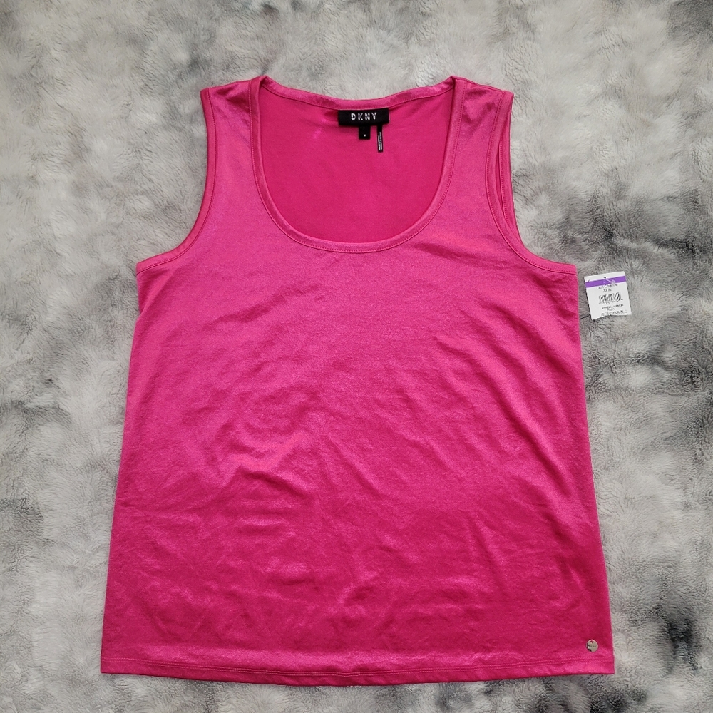 NWT DKNY Pink Women's Tank Top Sateen Shiny  M